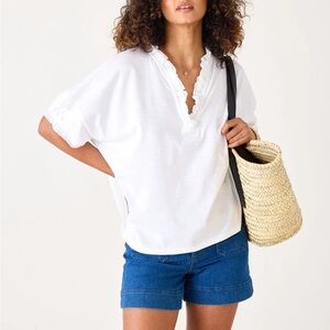 Mersea White Blouse with Ruffle Collar